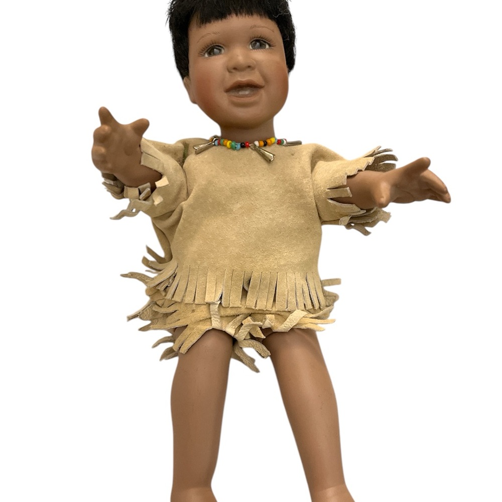 Fringe Tan Doll with Beaded Necklace